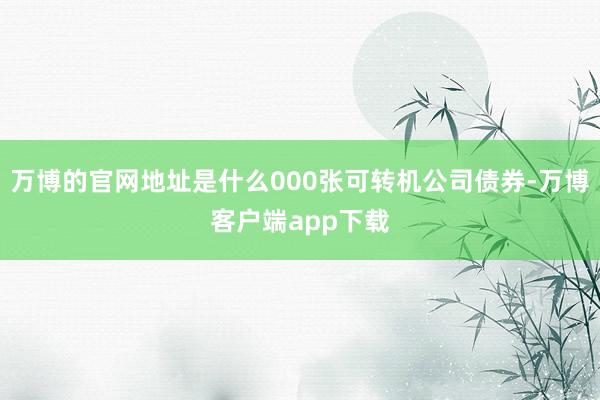 万博的官网地址是什么000张可转机公司债券-万博客户端app下载