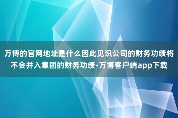 万博的官网地址是什么因此见识公司的财务功绩将不会并入集团的财务功绩-万博客户端app下载