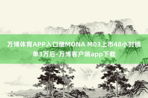 万博体育APP入口继MONA M03上市48小时锁单3万后-万博客户端app下载