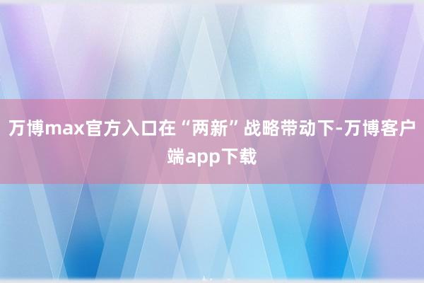 万博max官方入口在“两新”战略带动下-万博客户端app下载