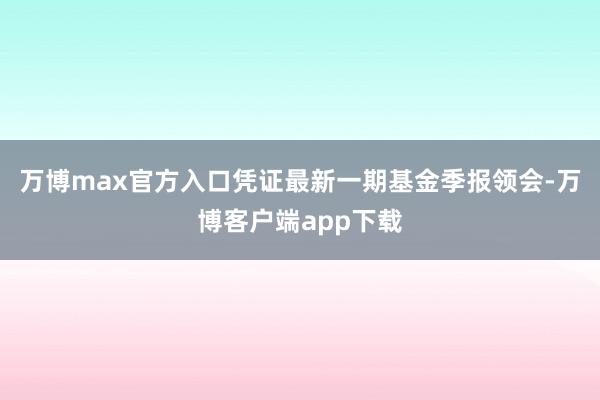 万博max官方入口凭证最新一期基金季报领会-万博客户端app下载