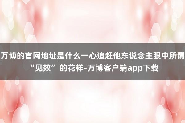 万博的官网地址是什么一心追赶他东说念主眼中所谓 “见效” 的花样-万博客户端app下载