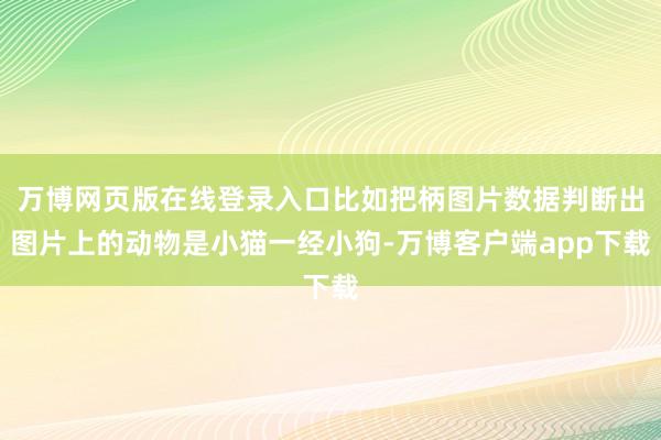 万博网页版在线登录入口比如把柄图片数据判断出图片上的动物是小猫一经小狗-万博客户端app下载
