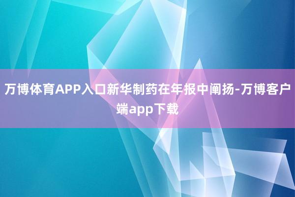 万博体育APP入口新华制药在年报中阐扬-万博客户端app下载