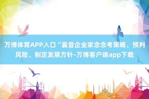 万博体育APP入口“曩昔企业家念念考策略、预判风险、制定发展方针-万博客户端app下载